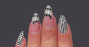 Desenhos de unhas estilo Beetlejuice para inaugurar o Halloween