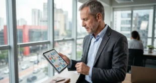fotografia de um homem maduro de 60 anos em um escritorio mo