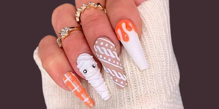 Unhas de Halloween para meninas Kawaii